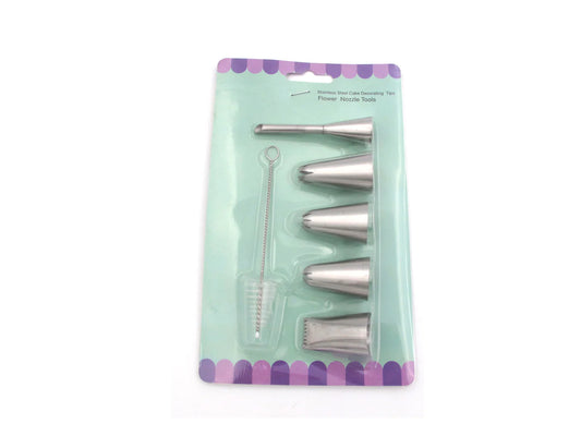 5 Stainless Steel cream bag decoration heads with brush