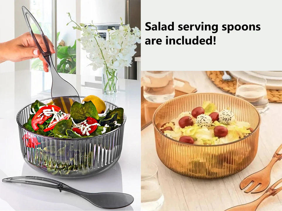 Acrylic Salad Bowl 23 cm with Serving Salad Spoons